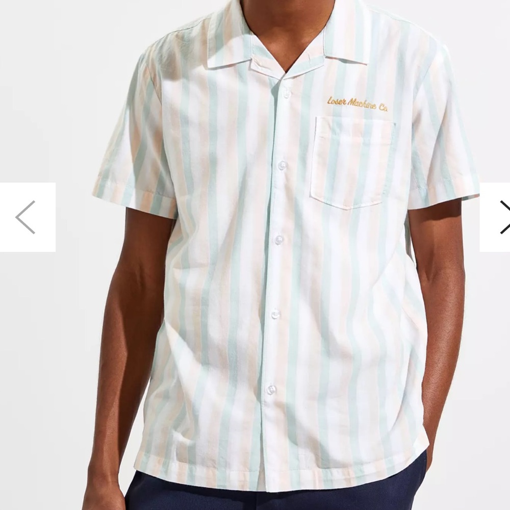 Loser Machine Men's Striped Shirt - White and Blue